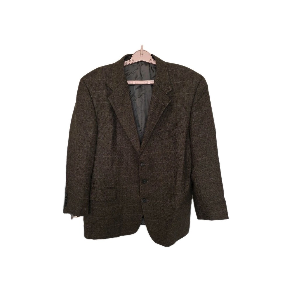 Joseph Abboud Blazer Mens 42 SHORT GREEN WINDOWPANE WOOL ALPACA BLEND